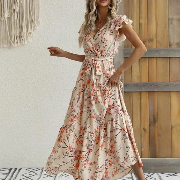 Multicolor boho floral  Womens Dress - Picture 3 of 5